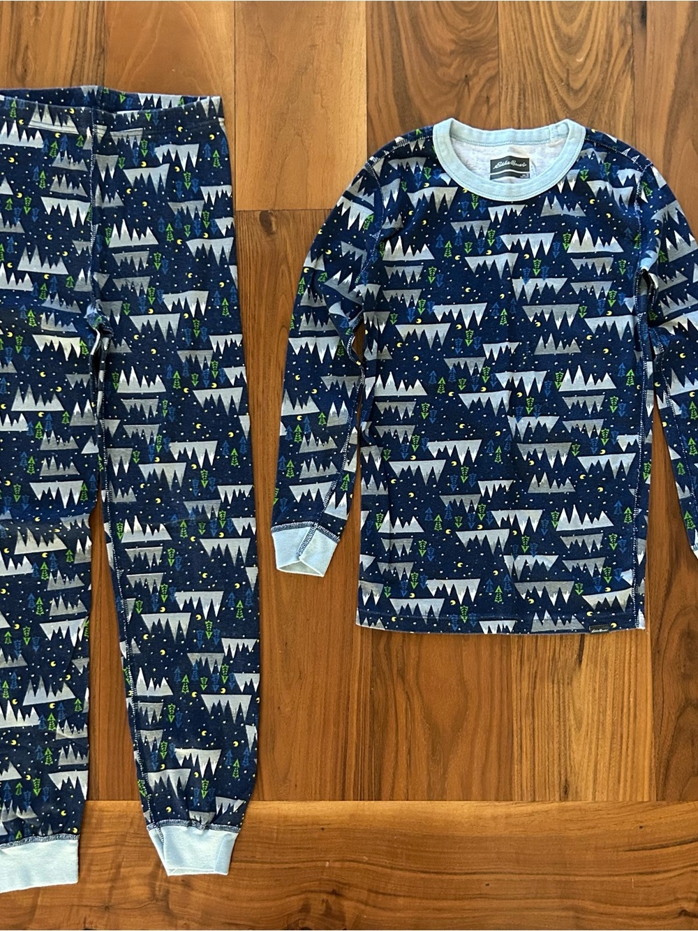 Eddie Bauer Kids Navy Blue Mountain Print Pajama Set